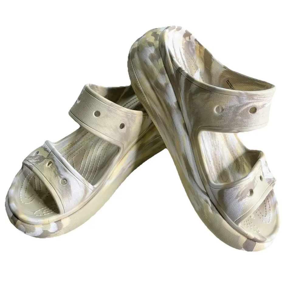 Crocs Unisex Adult Crush Marble Platform Double Strap Slides Sz Men 10 Women 12